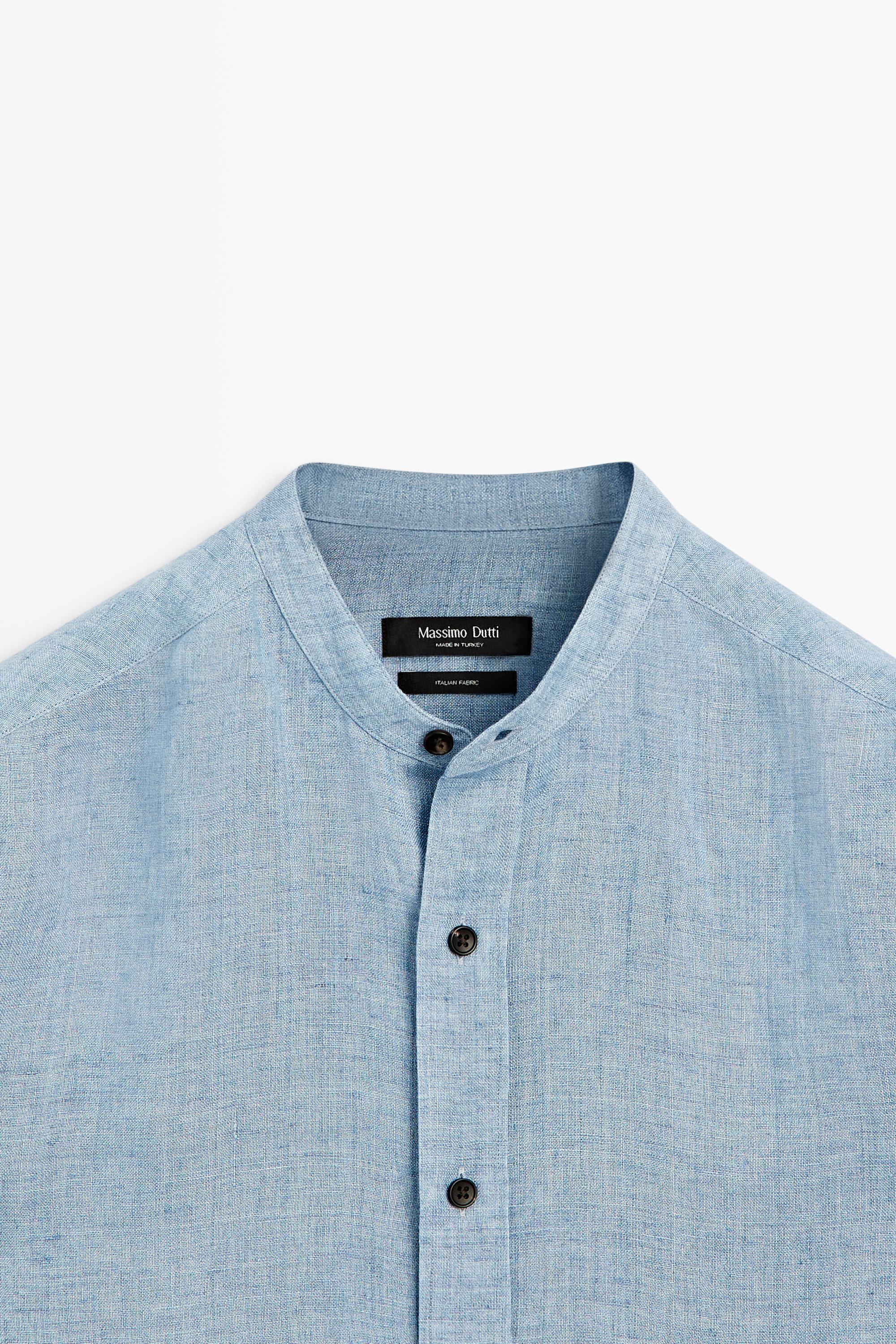 Chemise regular fit 100 % lin boutons contrastés